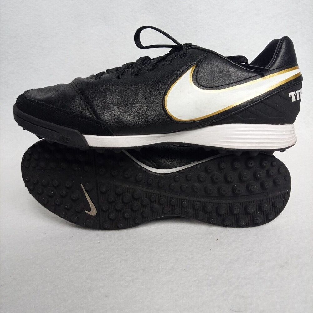 Nike Tiempo X Mystic V TF Black / White / Gold - Model: 819224-010 GUC